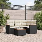 vidaXL Loungegrupp för trädgården med dynor 5 delar svart konstrotting 3225937