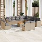 vidaXL Soffgrupp för trädgård med dynor 14 delar mixbeige konstrotting 3256710