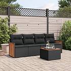 vidaXL Loungegrupp för trädgården med dynor 5 delar svart konstrotting 3227455