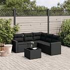 vidaXL Loungegrupp med dynor 6 delar svart konstrotting 3218945