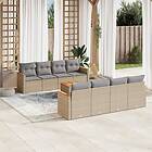 vidaXL Soffgrupp för trädgården med dynor 9 delar beige konstrotting 3258223