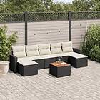 vidaXL Loungegrupp för trädgården med dynor 8 delar svart konstrotting 3256581