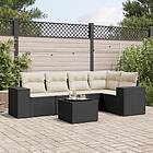 vidaXL Loungegrupp med dynor 6 delar svart konstrotting 3254873