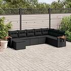 vidaXL Loungegrupp för trädgården med dynor 8 delar svart konstrotting 3259486