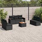 vidaXL Loungegrupp för trädgården med dynor 8 delar svart konstrotting 3225880
