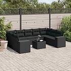 vidaXL Loungegrupp 10 delar med svarta dynor konstrotting 3255342