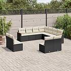 vidaXL Loungegrupp för trädgården m. dynor 11 delar konstrotting svart 3258486