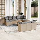 vidaXL Loungegrupp för trädgården m. dynor 11 delar beige konstrotting 3223882