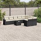vidaXL Loungegrupp 10 delar med svarta dynor konstrotting 3219436