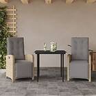 vidaXL Bistrogrupp med dynor 3 delar beige konstrotting 3212584