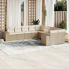 vidaXL Soffgrupp för trädgård med dynor 10 delar beige konstrotting 3223107