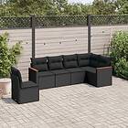 vidaXL Loungegrupp med dynor 6 delar svart konstrotting 3226013