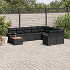 vidaXL Loungegrupp 10 delar med svarta dynor konstrotting 3226314