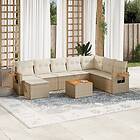vidaXL Soffgrupp för trädgården med dynor 9 delar beige konstrotting 3227094