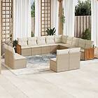 vidaXL Soffgrupp för trädgården med dynor 13 delar beige konstrotting 3260567
