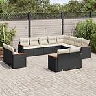 vidaXL Loungegrupp med dynor 12 delar svart konstrotting 3226511