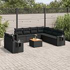 vidaXL Loungegrupp 10 delar med svarta dynor konstrotting 3256958