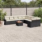 vidaXL Loungegrupp för trädgården m. dynor 11 delar konstrotting svart 3256644