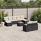 vidaXL Loungegrupp 10 delar med svarta dynor konstrotting 3256665