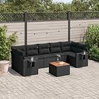 vidaXL Loungegrupp för trädgården med dynor 8 delar svart konstrotting 3256804