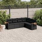 vidaXL Loungegrupp med dynor 6 delar svart konstrotting 3259241