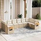 vidaXL Soffgrupp för trädgård med dynor 10 delar beige konstrotting 3259566