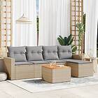 vidaXL Soffgrupp för trädgård med dynor 6 delar mixbeige konstrotting 3256430