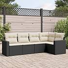 vidaXL Loungegrupp för trädgården med dynor 5 delar svart konstrotting 3218916