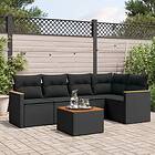 vidaXL Loungegrupp med dynor 6 delar svart konstrotting 3225950