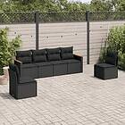 vidaXL Loungegrupp med dynor 6 delar svart konstrotting 3258261