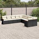 vidaXL Loungegrupp 10 delar med svarta dynor konstrotting 3226350