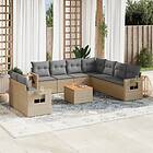 vidaXL Soffgrupp för trädgård med dynor 10 delar mixbeige konstrotting 3256962