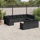 vidaXL Loungegrupp för trädgården m dynor 13 delar svart konstrotting 3258856
