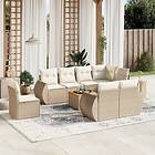 vidaXL Soffgrupp för trädgården med dynor 9 delar beige konstrotting 3225099
