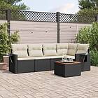 vidaXL Loungegrupp med dynor 6 delar svart konstrotting 3256882