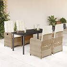 vidaXL Matgrupp för trädgården med dynor 5 delar beige konstrotting 3212384
