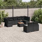 vidaXL Loungegrupp 10 delar med svarta dynor konstrotting 3256601