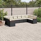 vidaXL Loungegrupp 10 delar med svarta dynor konstrotting 3258724