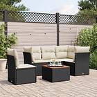 vidaXL Loungegrupp med dynor 6 delar svart konstrotting 3255972