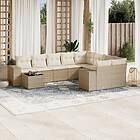 vidaXL Soffgrupp för trädgård med dynor 10 delar beige konstrotting 3255395