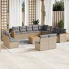 vidaXL Soffgrupp för trädgård med dynor 14 delar mixbeige konstrotting 3226493