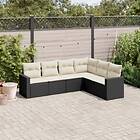 vidaXL Loungegrupp med dynor 6 delar svart konstrotting 3218996