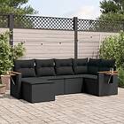 vidaXL Loungegrupp med dynor 6 delar svart konstrotting 3227014