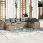 vidaXL Soffgrupp för trädgård med dynor 8 delar mixbeige konstrotting 3226248