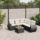 vidaXL Loungegrupp med dynor 6 delar svart konstrotting 3224999