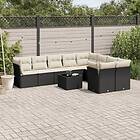 vidaXL Loungegrupp 10 delar med svarta dynor konstrotting 3218176