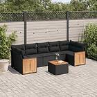 vidaXL Loungegrupp för trädgården med dynor 8 delar svart konstrotting 3227490