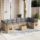 vidaXL Loungegrupp för trädgården m. dynor 11 delar beige konstrotting 3259574
