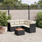 vidaXL Loungegrupp med dynor 6 delar svart konstrotting 3255965