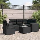 vidaXL Loungegrupp med dynor 6 delar svart konstrotting 3222574